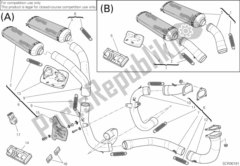 Toutes les pièces pour le Système D'échappement 102db du Ducati Superbike 1198 R USA 2010